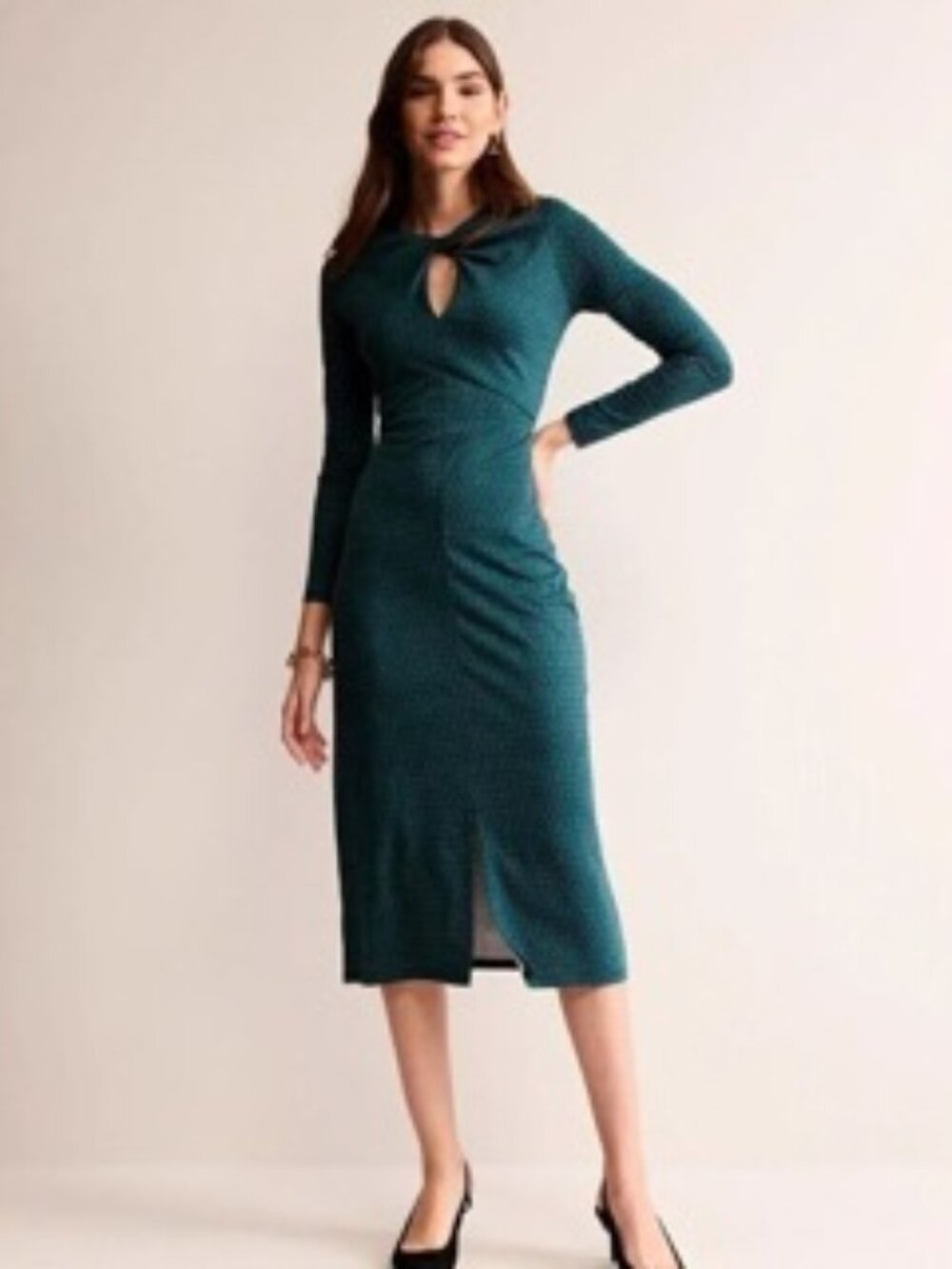 BODEN Empire Knot Midi Dress in Lily Sprig - Brand New - PETITE Size 10